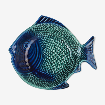 Coupelle à forme de poisson, glaçure bleu et bleu d'eau - Portugal