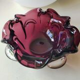 Empty pocket corolla/floral shape, in blown Murano Art glass. Vintage 70s. Purple tones