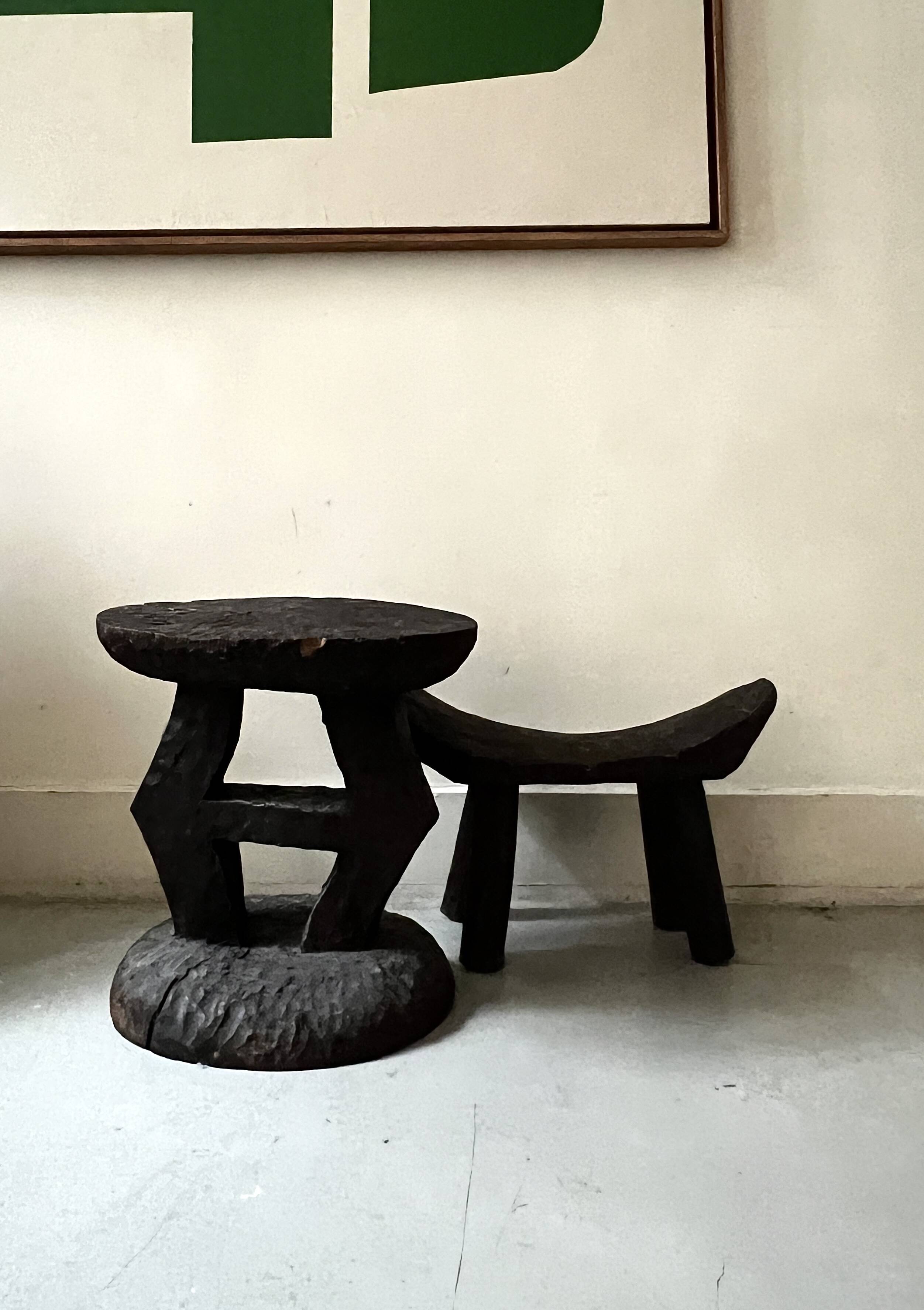 stool / African handcrafted side table in raw wood