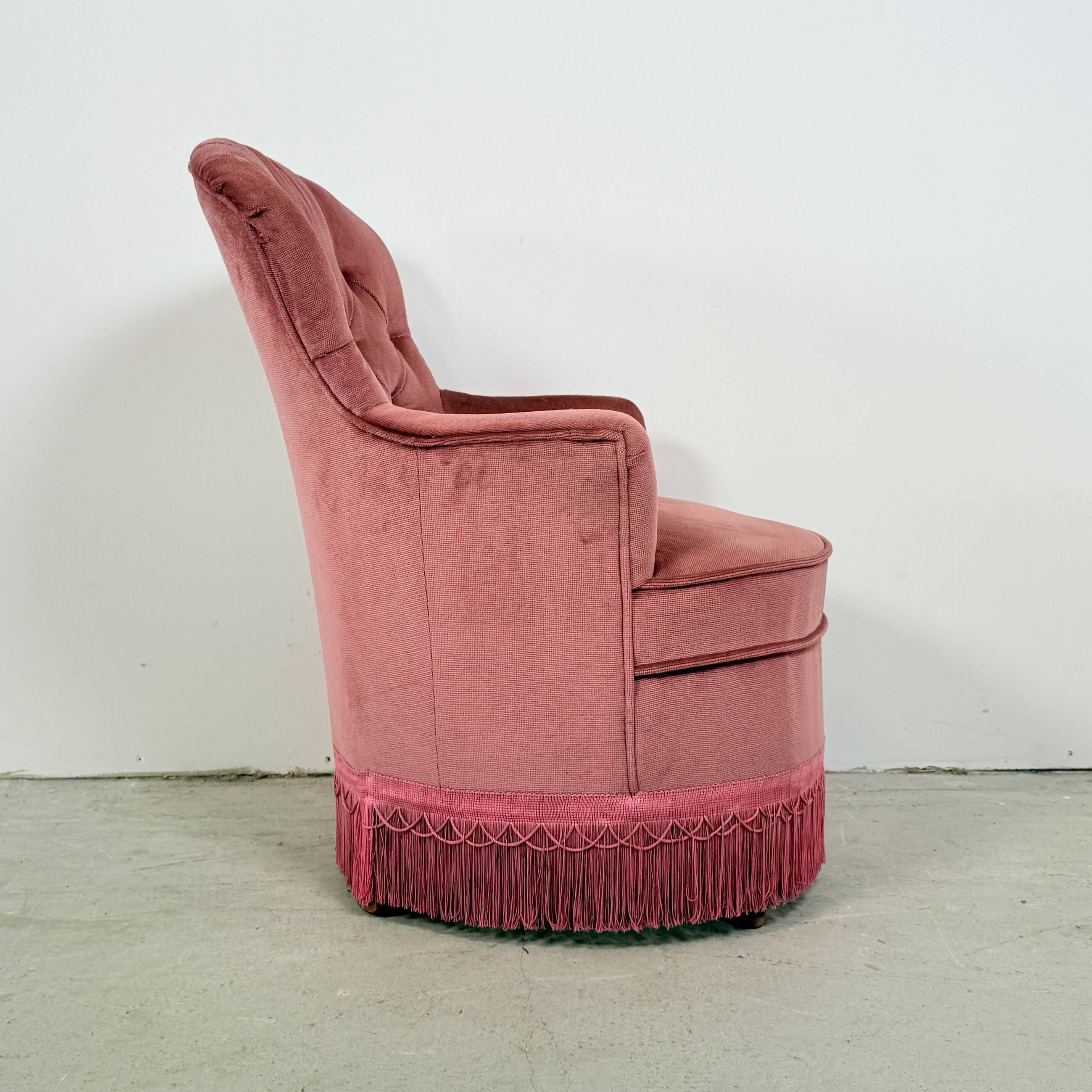 Pink velvet boudoir cocktail armchair