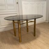 Table à manger, faux bambou doré, 1970s