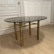 Table à manger, faux bambou doré, 1970s