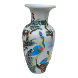 Large earthenware vase with peacock motif