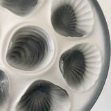 Set of 6 vintage grey oyster plates from Moulin des Loups