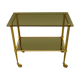 Antique brass serving trolley with smoked glass top, Louis XVI style.