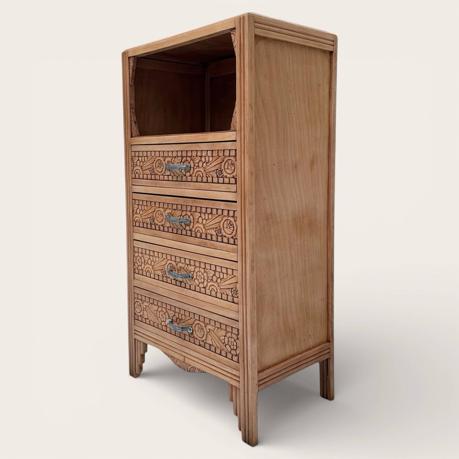 Commode haute art déco bois brut 1930