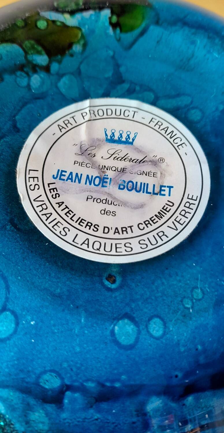 Lacquer vase on glass Jean Noël Bouillet 70s