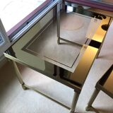 Lot: set of 3 nest of tables in brass and smoked gold glass 1970s