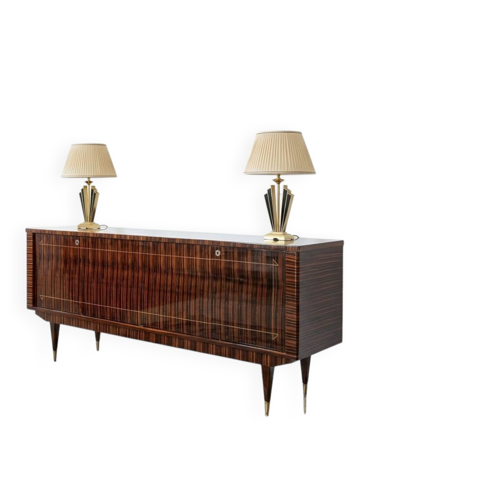 Enfilade in Macassar from the 1940s-50s in Art Deco style.