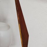 Teak, brass and opaline pendant light, Italy 1960