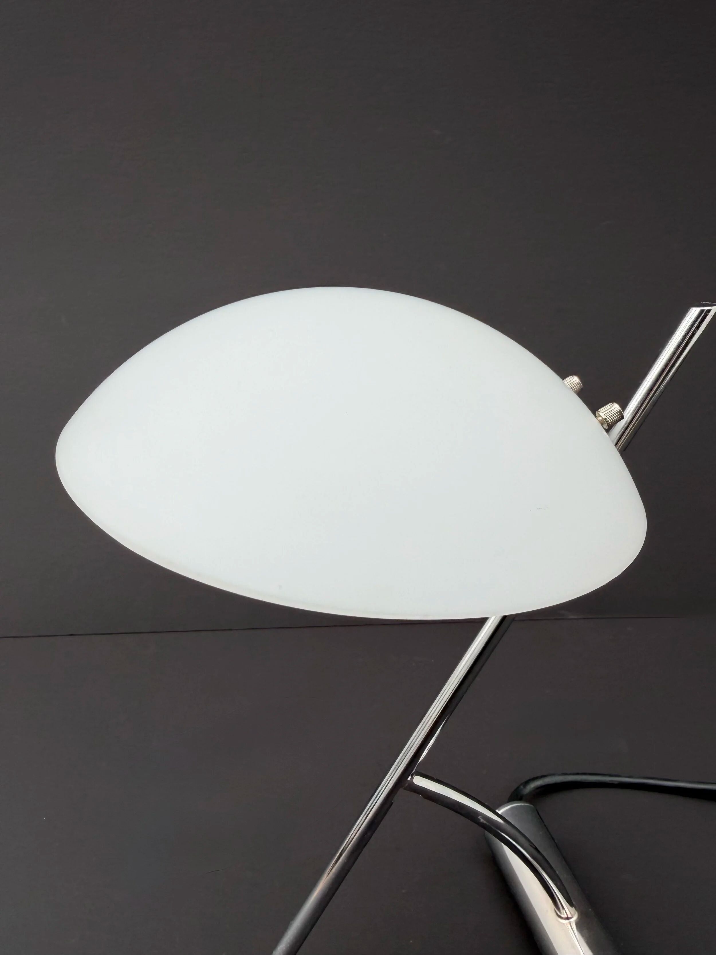 "girasole" lamp by de majo in chrome and opaline, italy 1990
