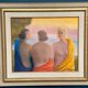 20th Century Oil on Panel – “Three Women” by N. Leon (1947) – Vintage