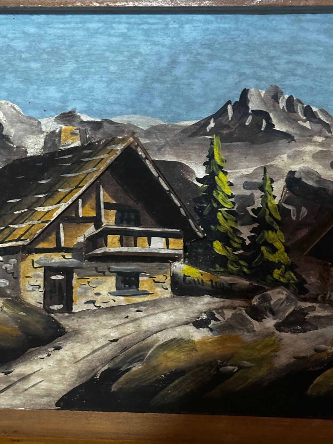 Vintage Carved and Painted Alpine Panel - 23 / 32 cm