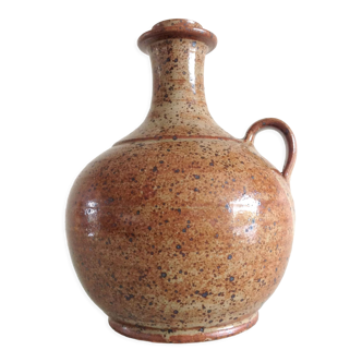 Vase boule soliflore en gres vernissé vintage années 60-70