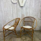 Pair of rattan armchairs