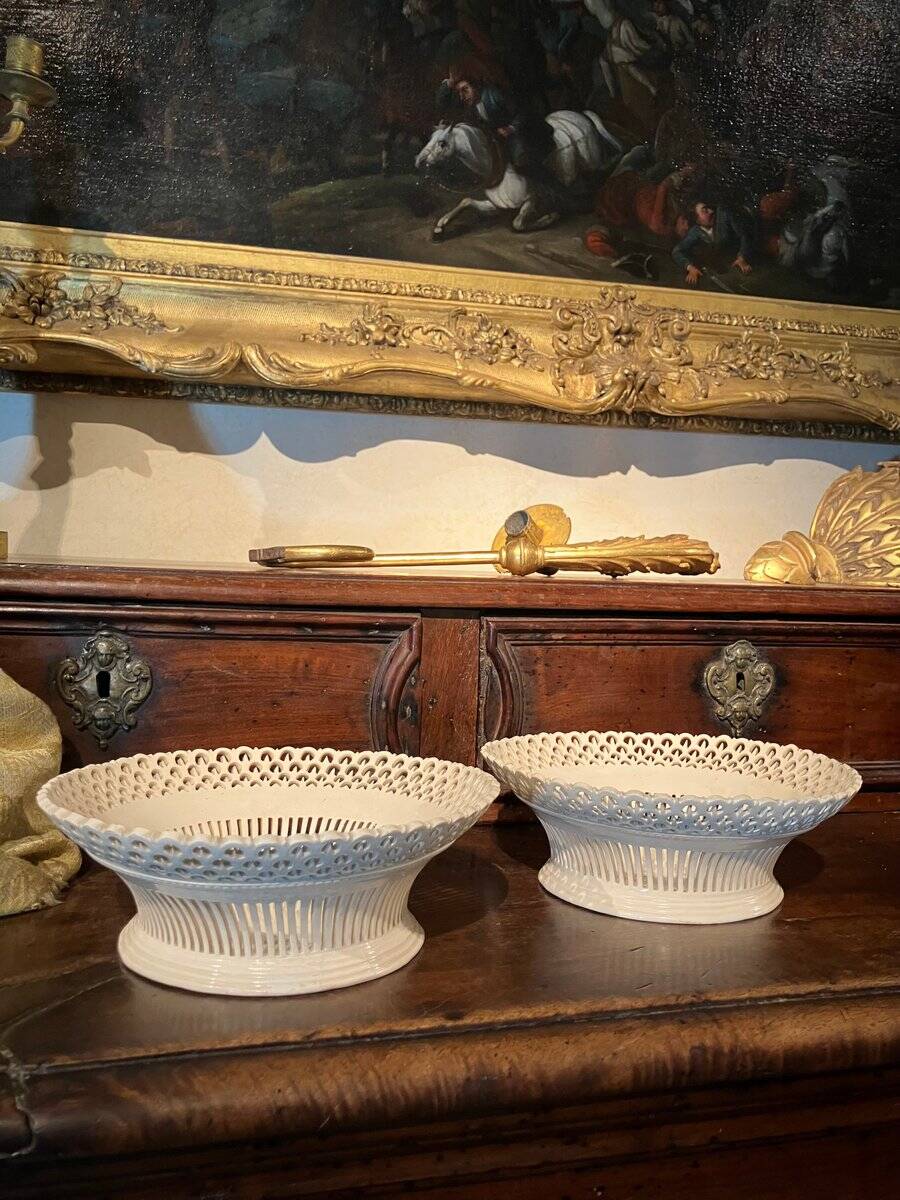 19th Century Italian Pierced Porcelain Compotes from Giustiniani Manufacture, Set of 2