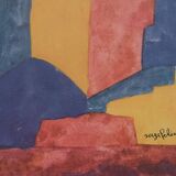 Serge poliakoff: blue, red and yellow composition - lithograph