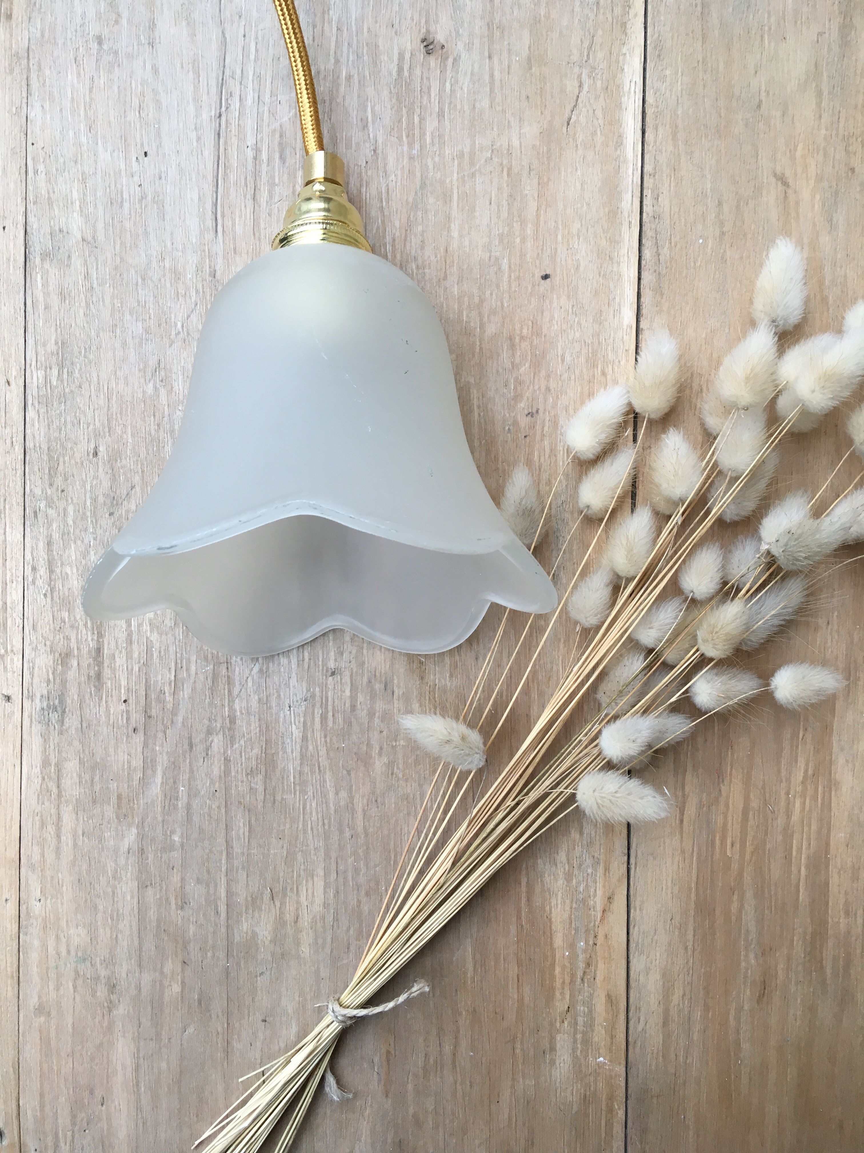 Pair of tulip lamps frosted glass