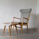 Fauteuil modèle AP-16 et ottoman par Hans J. Wegner pour AP-Stolen, 1951, Set de 2