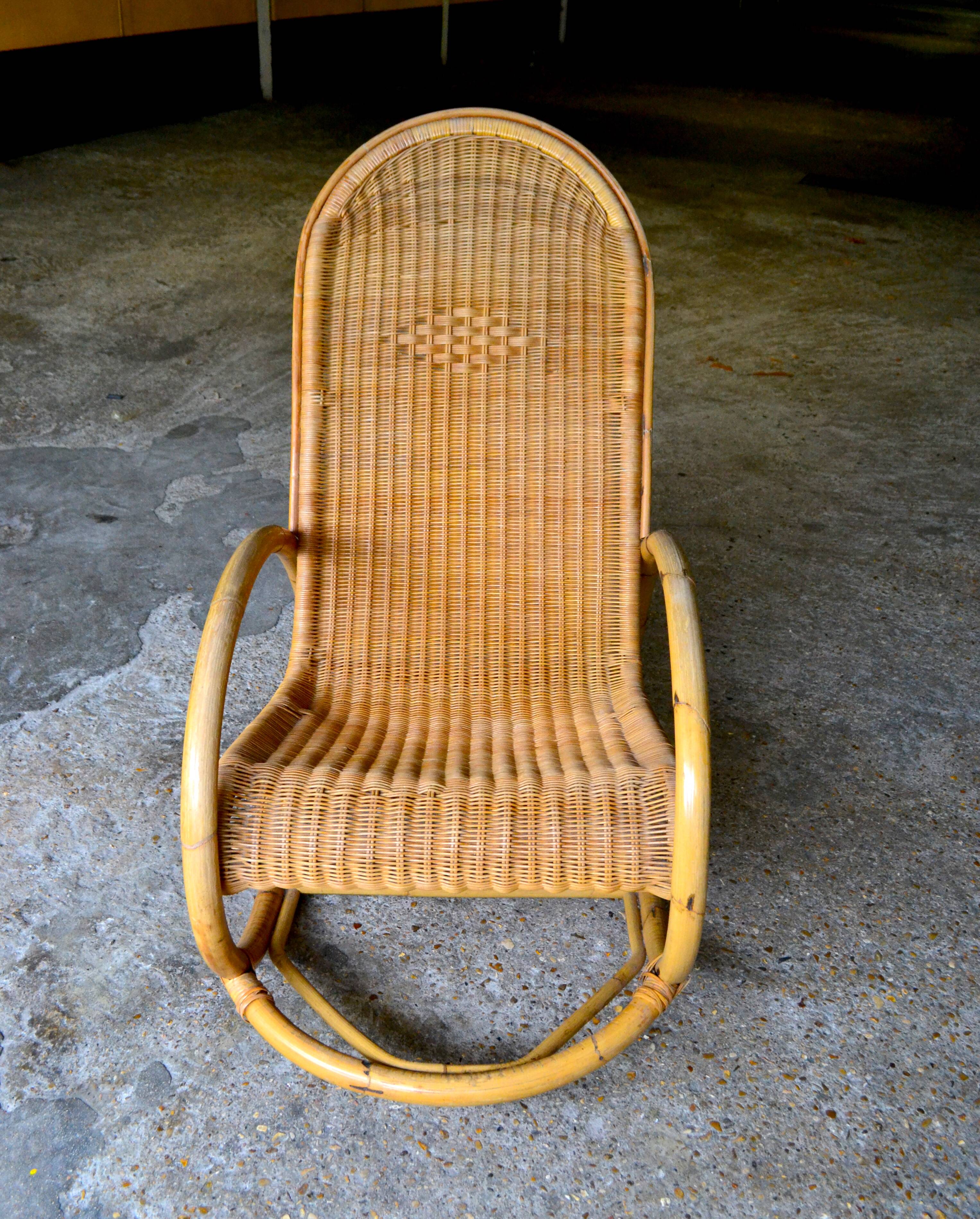 60s rocking chair rattan bamboo rocking chair