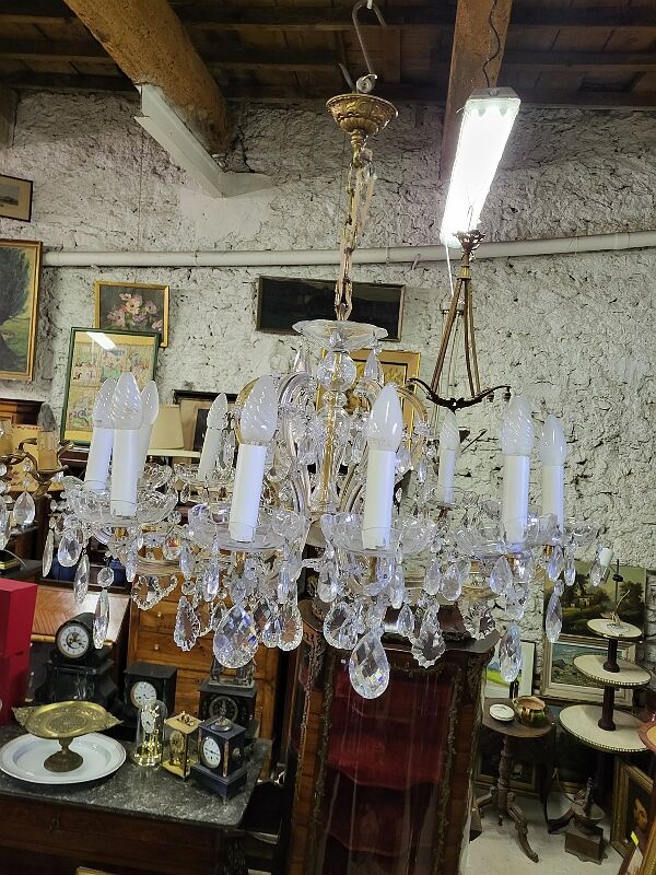Lustre pampilles gaine de verre 12 ampoules