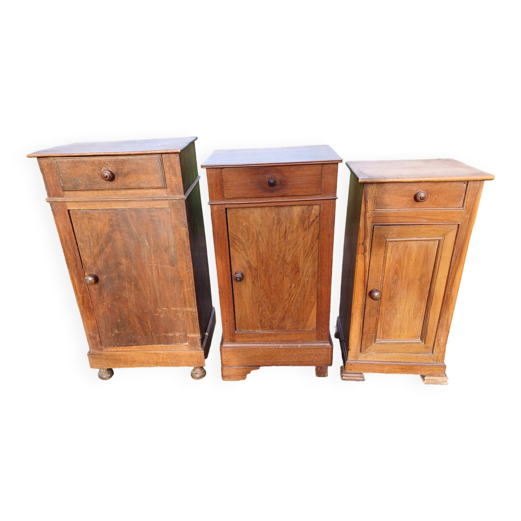 3 Walnut Nightstands 19th