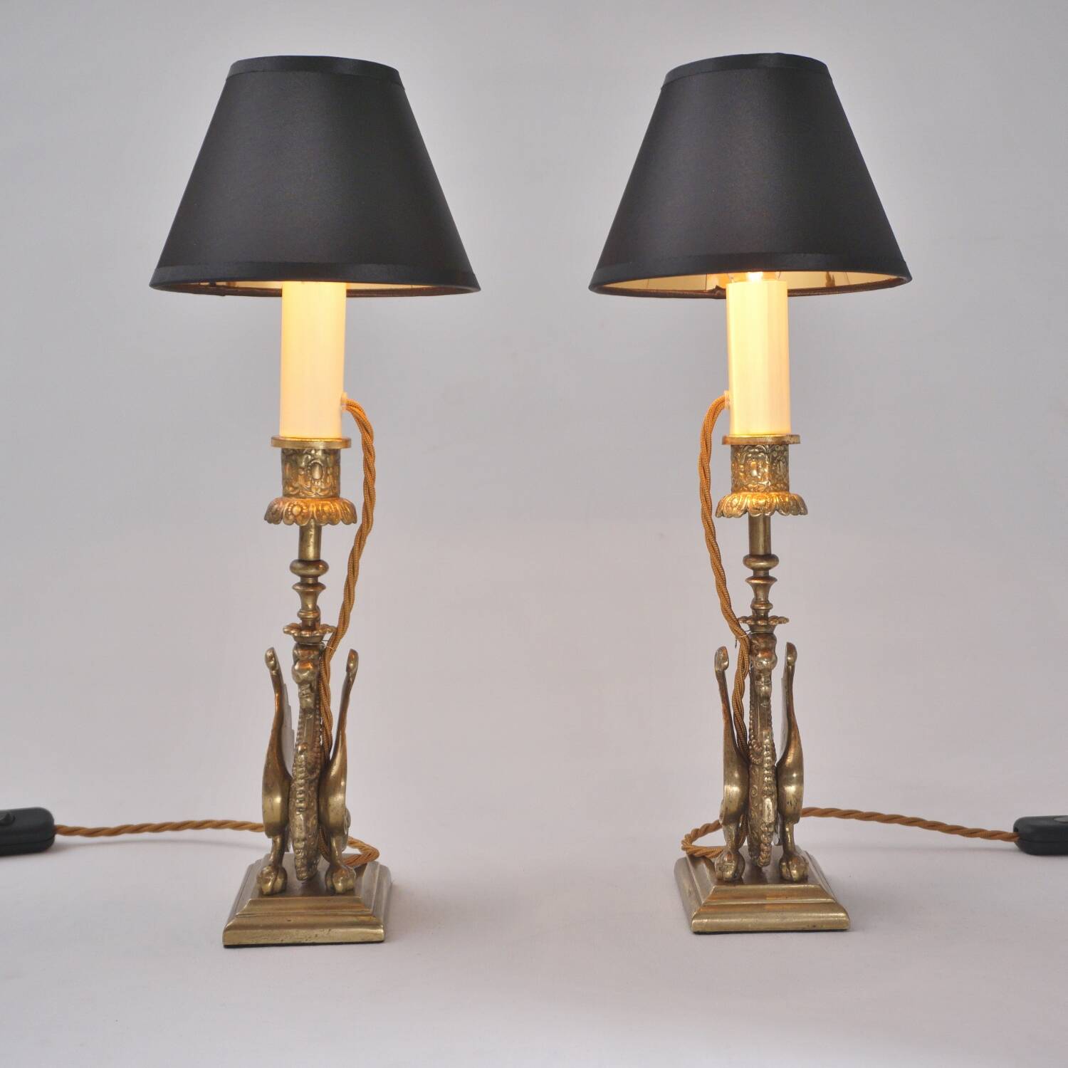 Paire de lampes chandeliers griffons de style néogothique, Angleterre années 1880