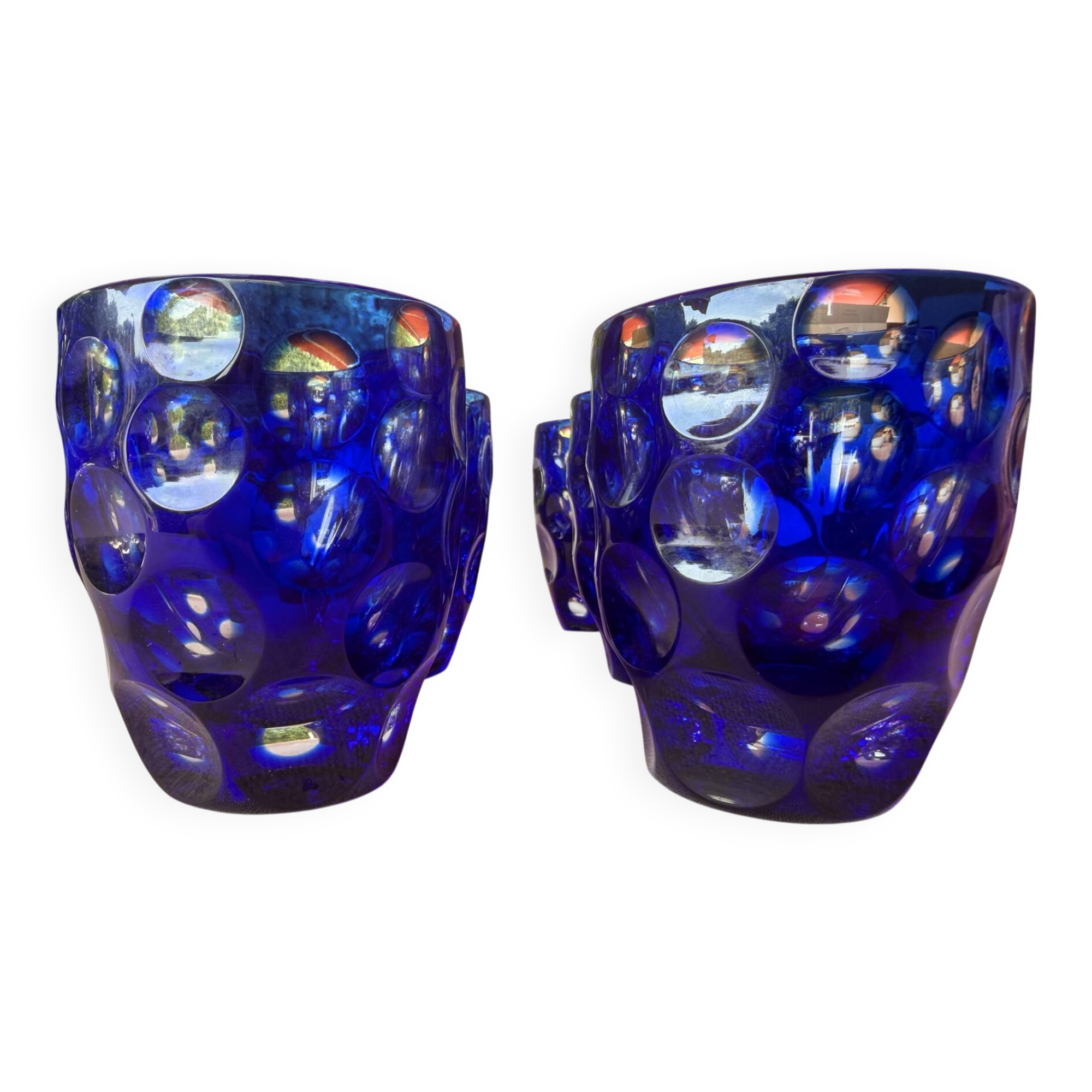 Verre cristal bleu