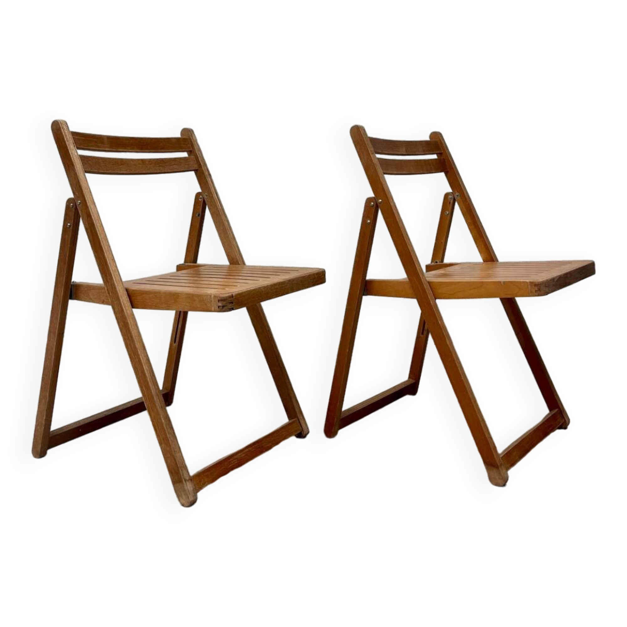 Pair of 70s wooden folding chairs