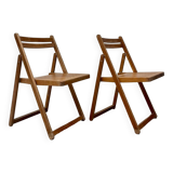 Pair of 70s wooden folding chairs