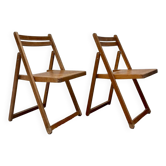 Pair of 70s wooden folding chairs