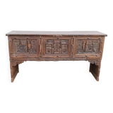 Old wooden console with chains