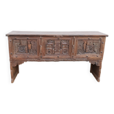 Old wooden console with chains
