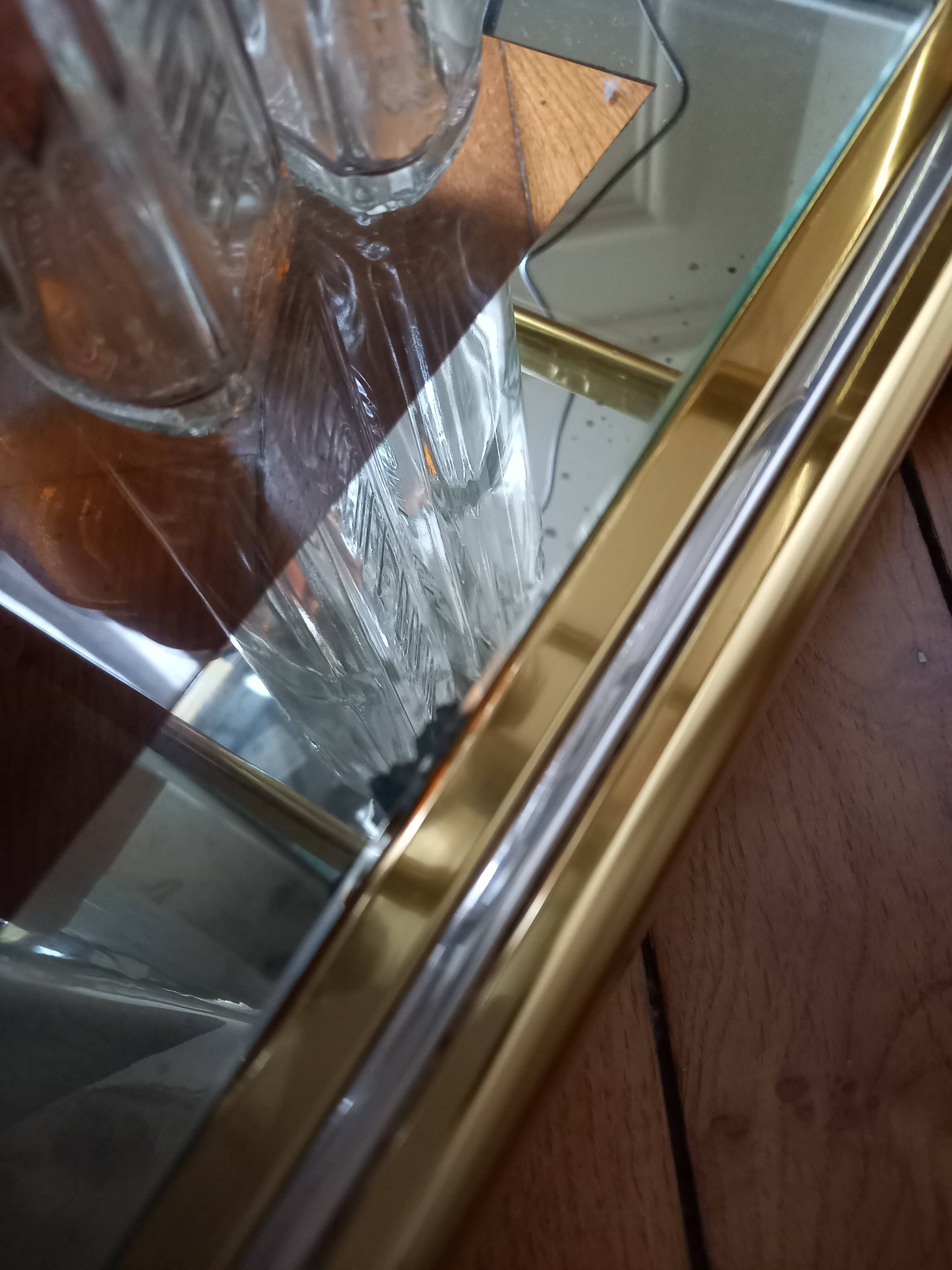 Bar cart, rolling serving trolley in the style of Pierre Vandel.