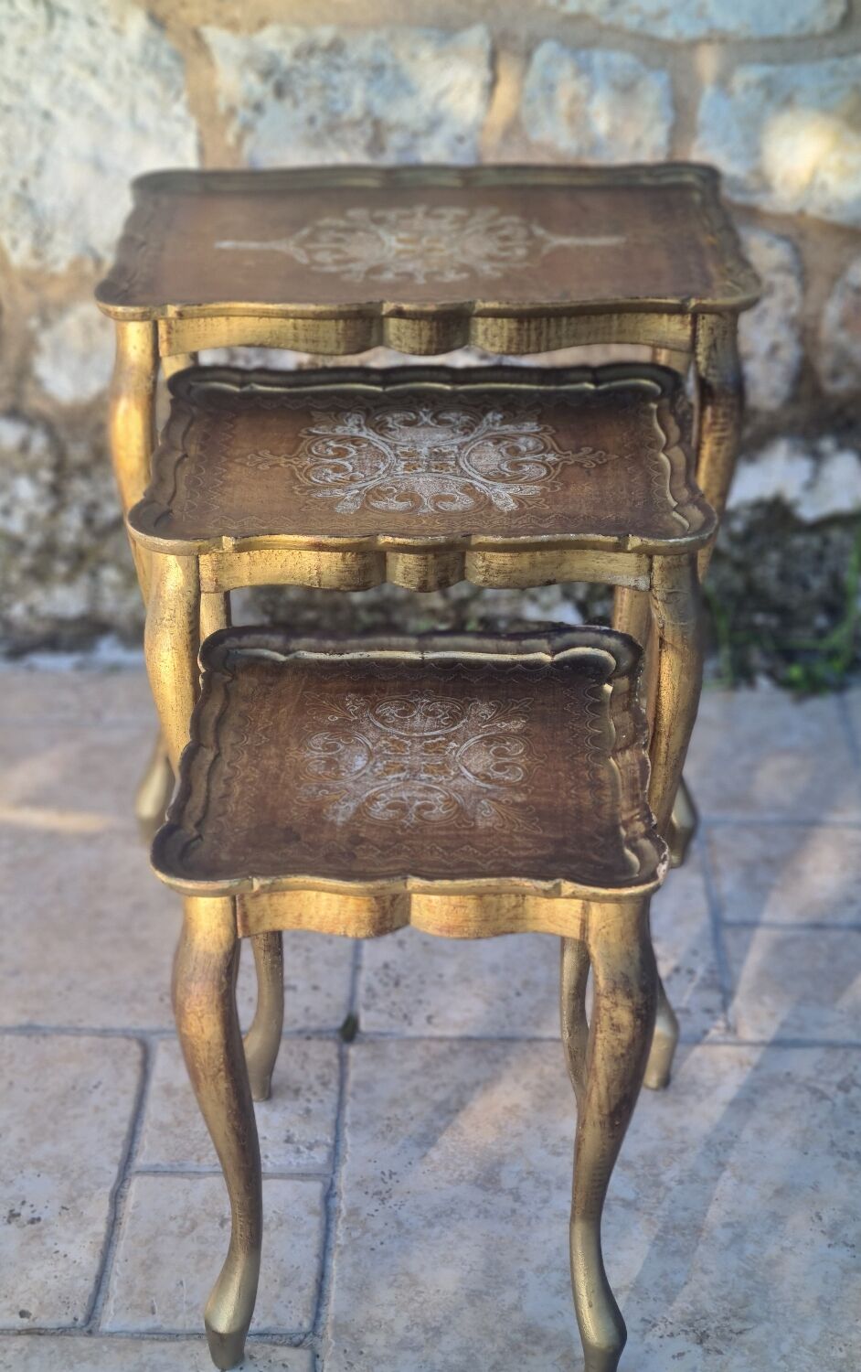 Painted wooden nesting table