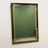 Rectangular Schöninger mirror with bronze-tinted glass and brass detailing, German