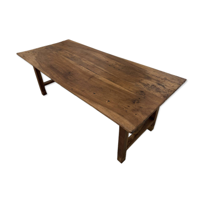 Table de ferme française en noyer massif, circa 1920