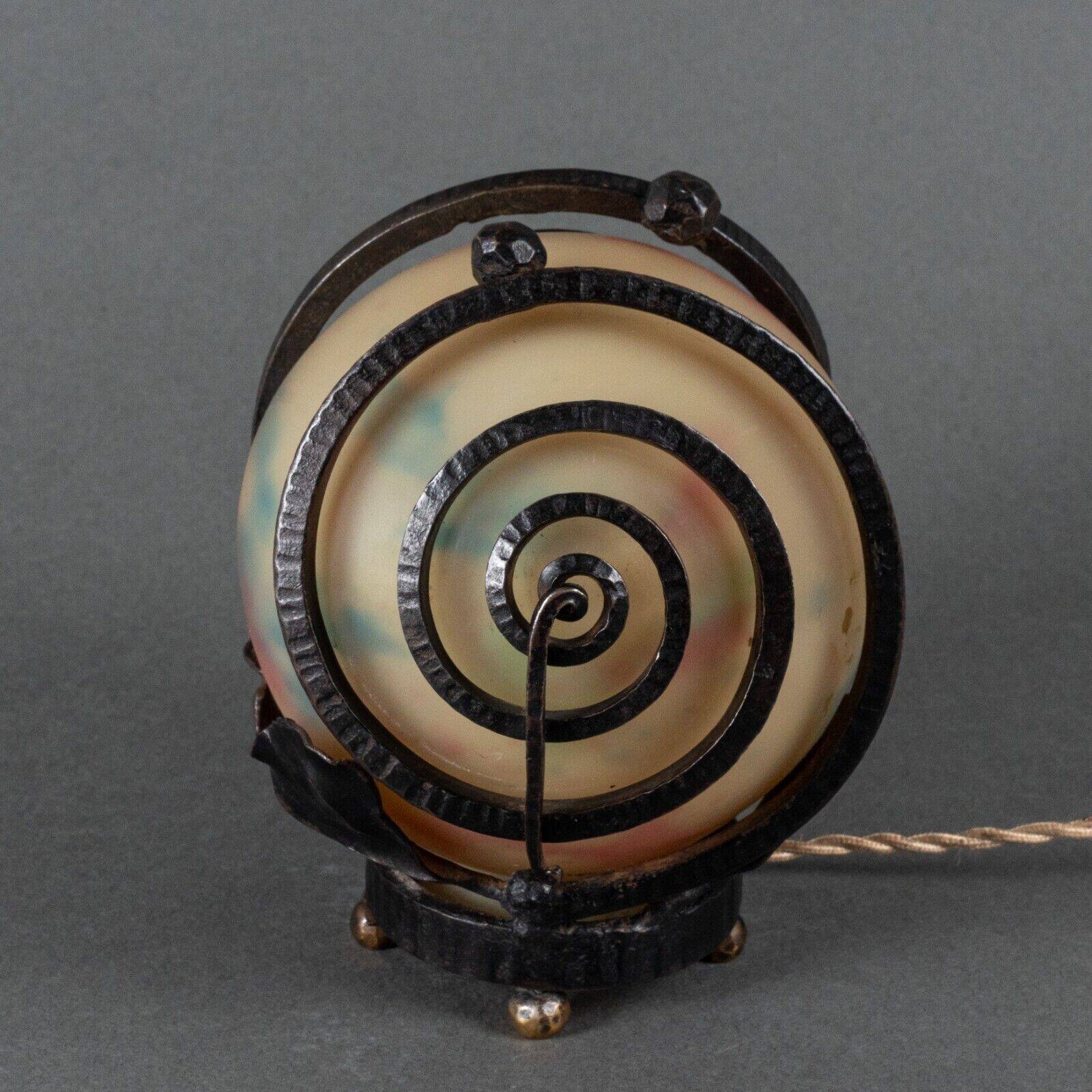 Art Deco night light lamp hammered ironwork 1930 Muller Frères