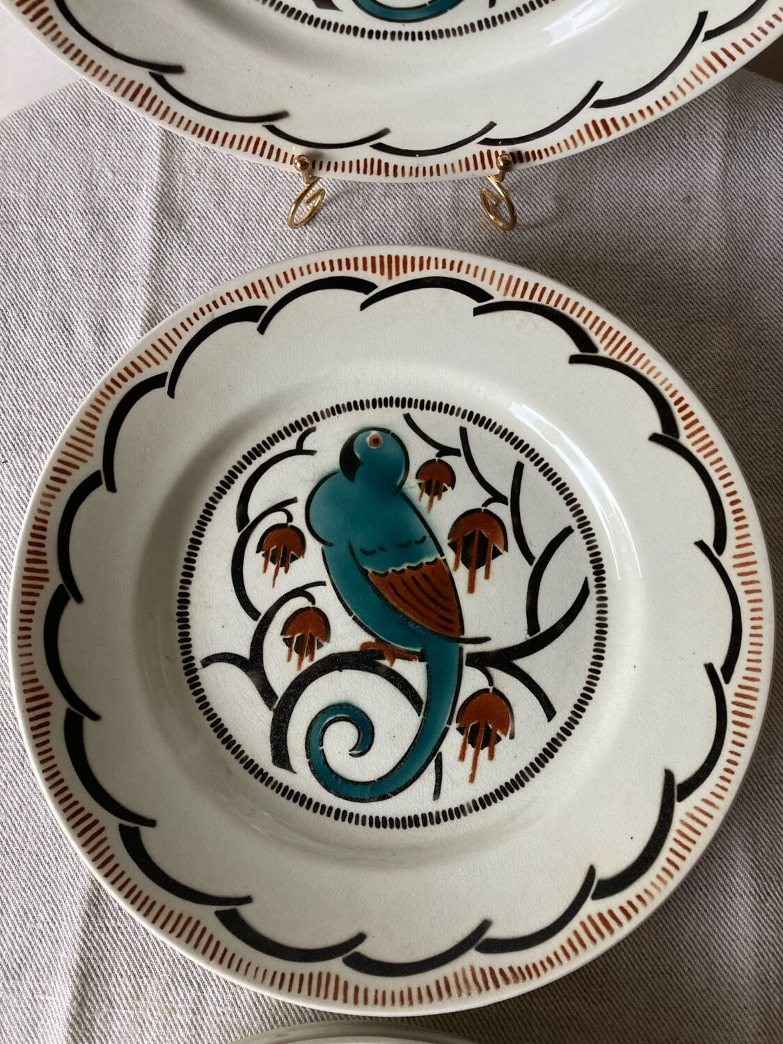 Ironstone plates, K&G Luneville, parakeet model.