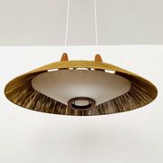 Raffia Bast and Teak Pendant Lamp from Temde