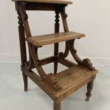 19th century stained wood library staircase