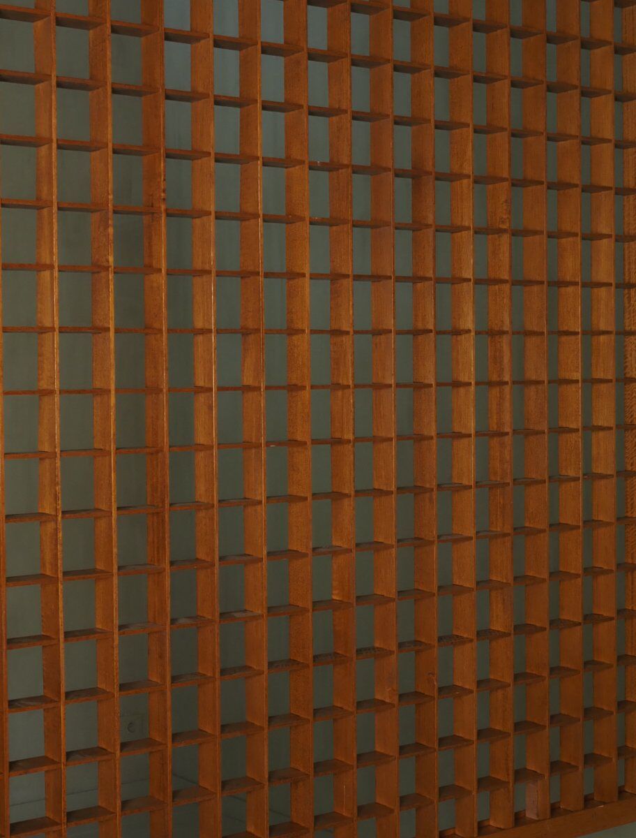 Wooden room divider with lattice design, 1960s