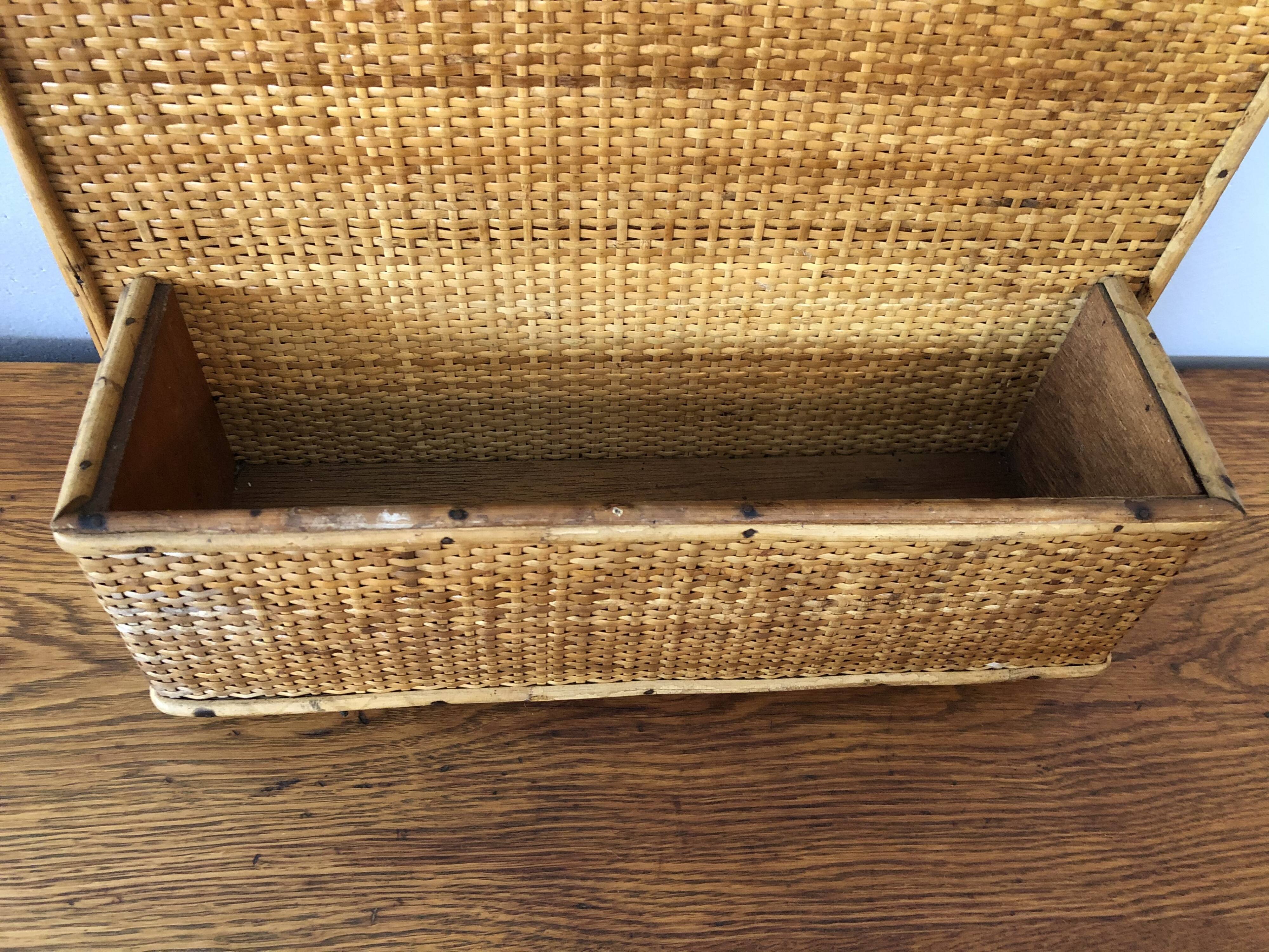 Vintage woven rattan shelf