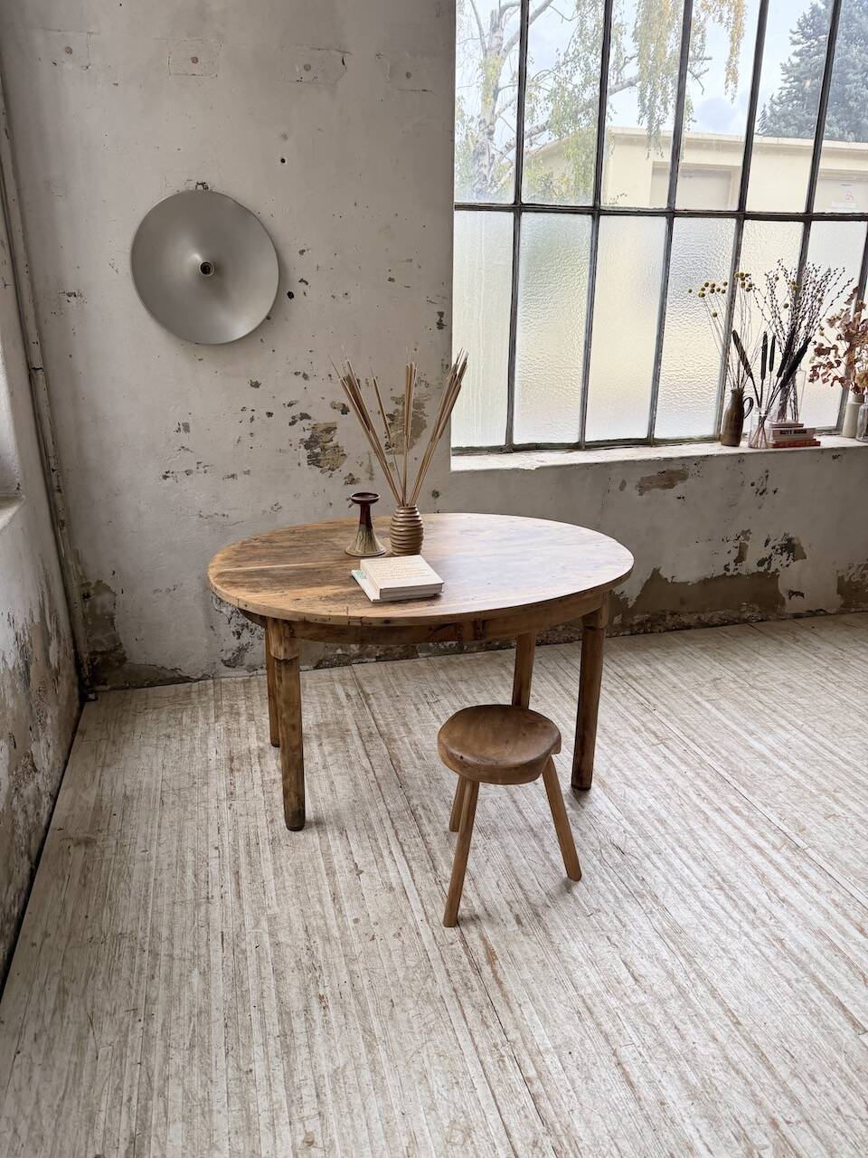 Oval walnut farmhouse table