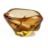 1960s organic modern form glass ashtray designed by M. Klinger, Železny Brod Sklo, Czechoslovakia
