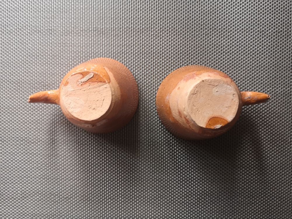 Duo of glazed potter's cups