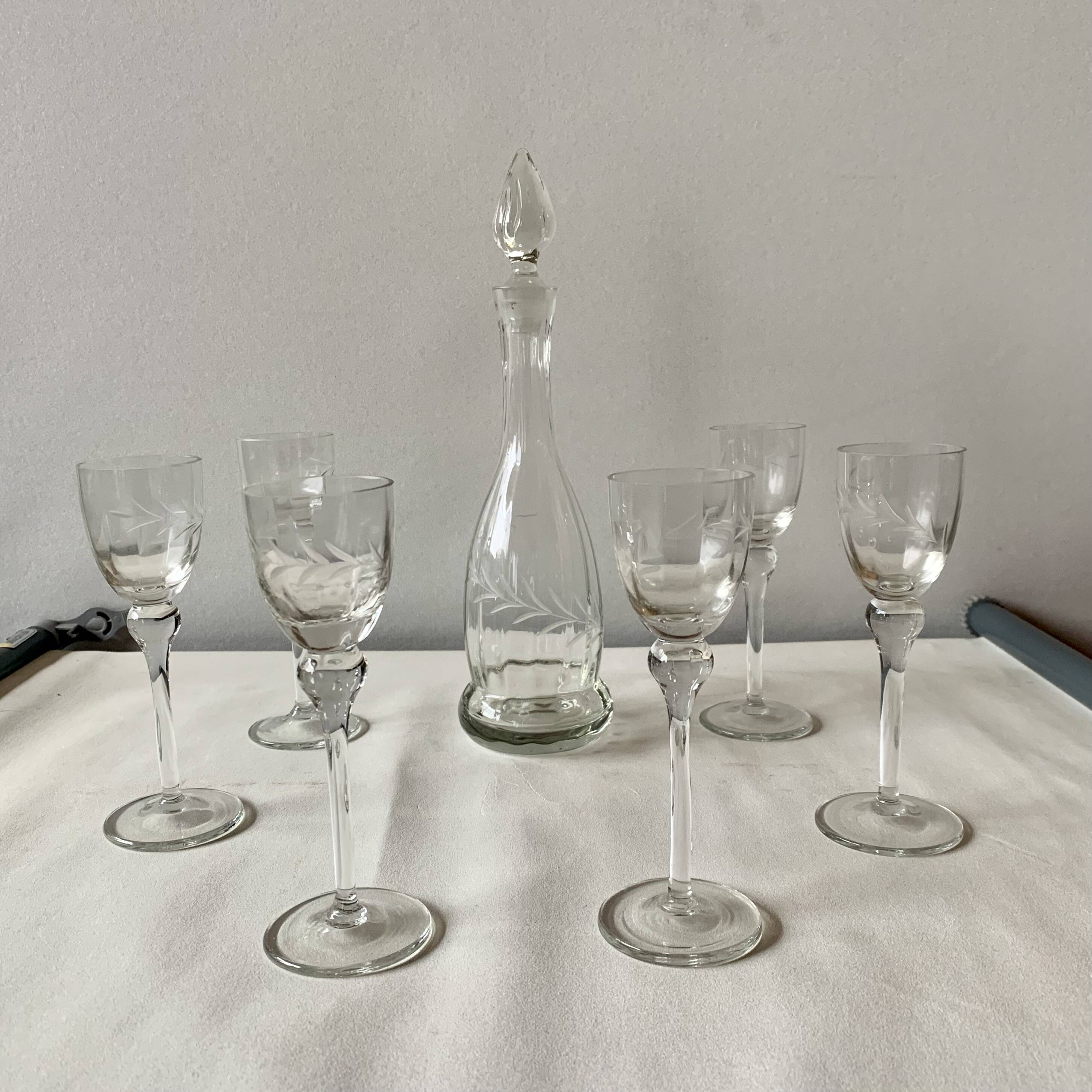 Old cut crystal liquor service