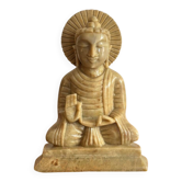 Sculpture Bouddha Steatite Pierre Lard Inde Asie Padmasana Abhaya Mudra