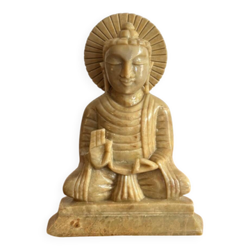Buddha Sculpture Steatite Stone Lard India Asia Padmasana Abhaya Mudra