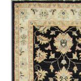 Black Wool Runner Rug, Handmade Floral Ziegler Hallway Runner 211 x 66 cm